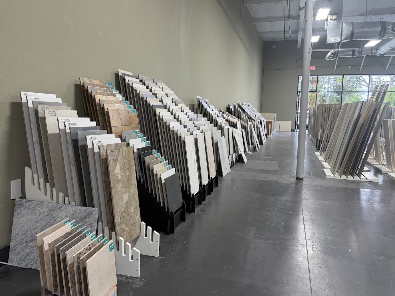 Flooring displays throughout the store